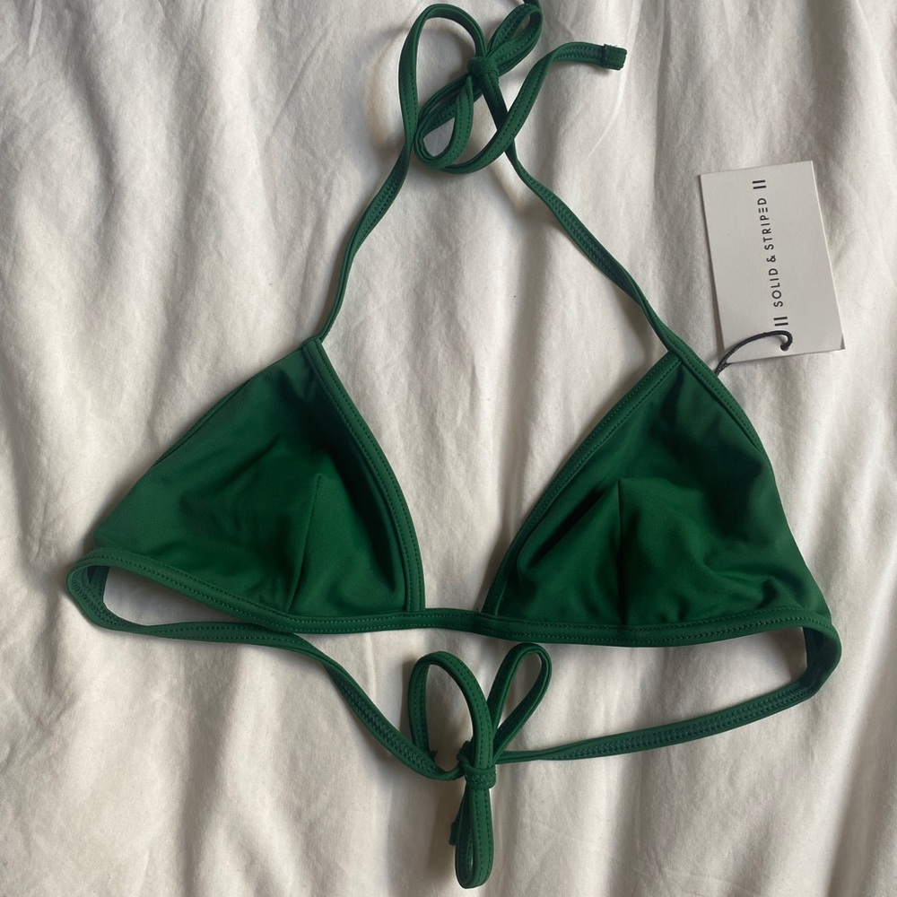 Solid and Striped Green Triangle Bikini Top XS